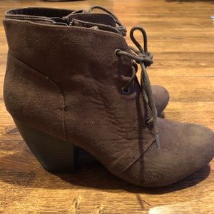 Brown lace up booties size 9